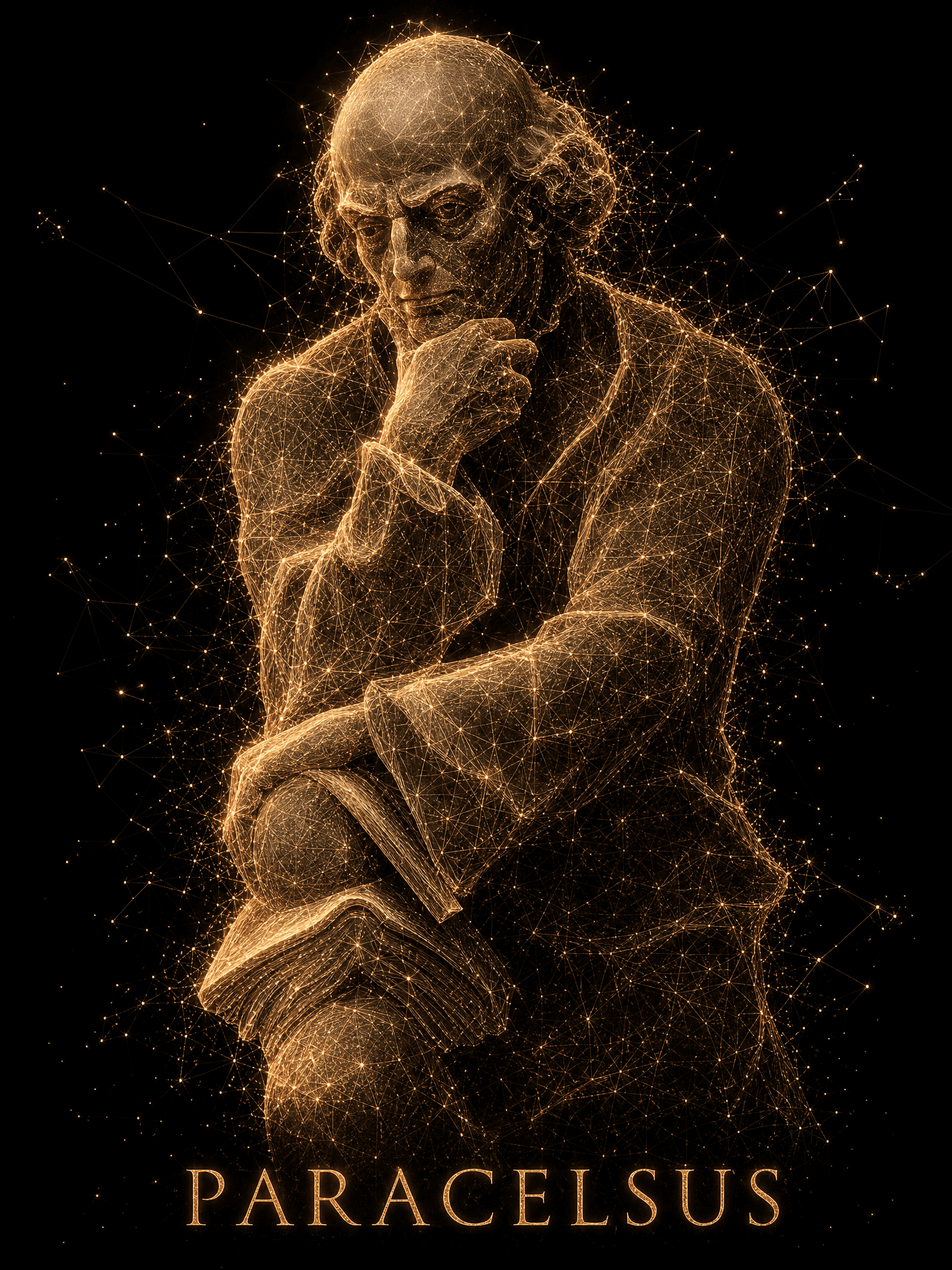 Paracelsus rendered as a network of golden data points
